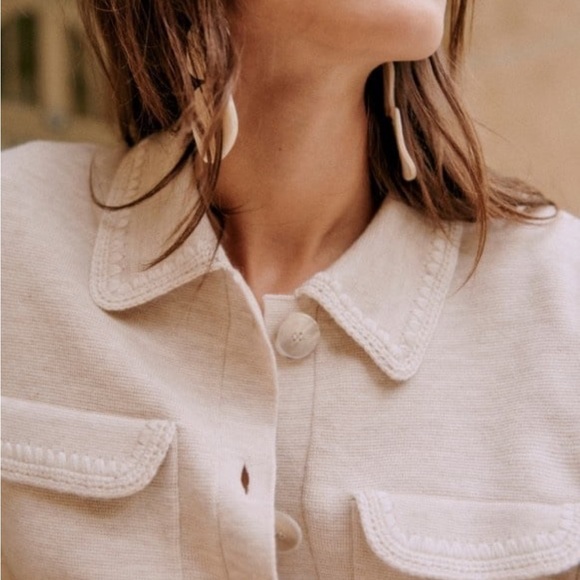 Sezane Betty Cardigan Mottled Beige S - Picture 3 of 10